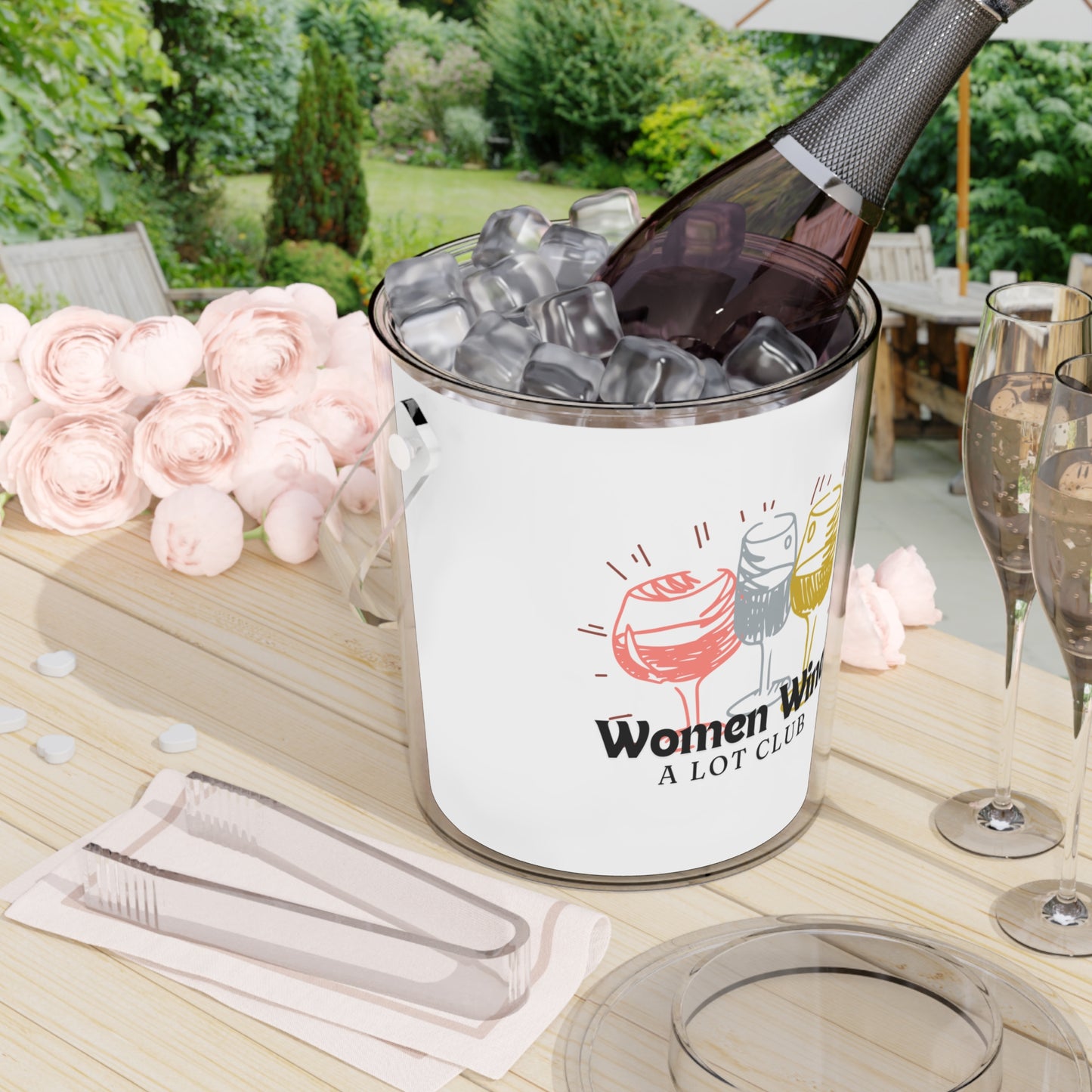 Women Wine A Lot Club Ice Bucket with Tongs, Beverage Tub, Drink Bucket, Party Ice Bucket, Drink Cooler, Champagne Ice Bucket