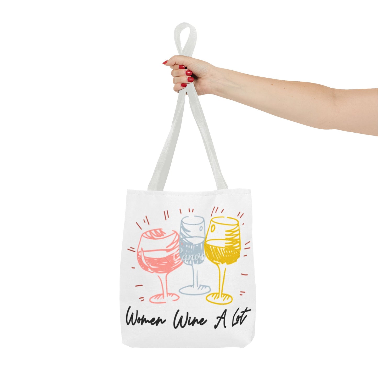 Colorful "Women Wine A Lot" Tote, Reusable Bag, Shoulder Bag, Printed Tote Bag, Graphic Tote, Wine Lover, Wine Accessories