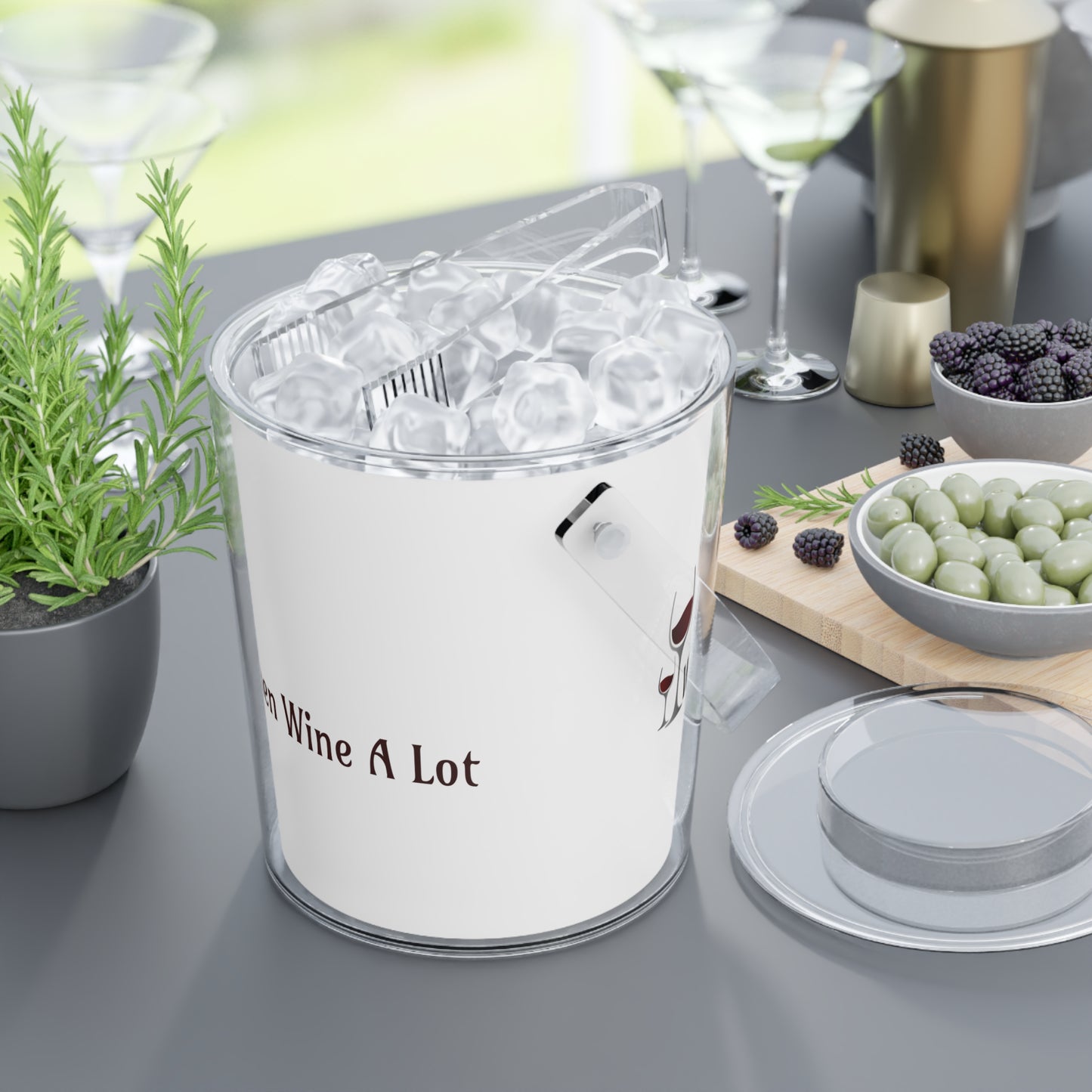 Classic "Women Wine A Lot" Ice Bucket with Tongs, Beverage Tub, Drink Bucket, Party Ice Bucket, Drink Cooler, Champagne Ice Bucket