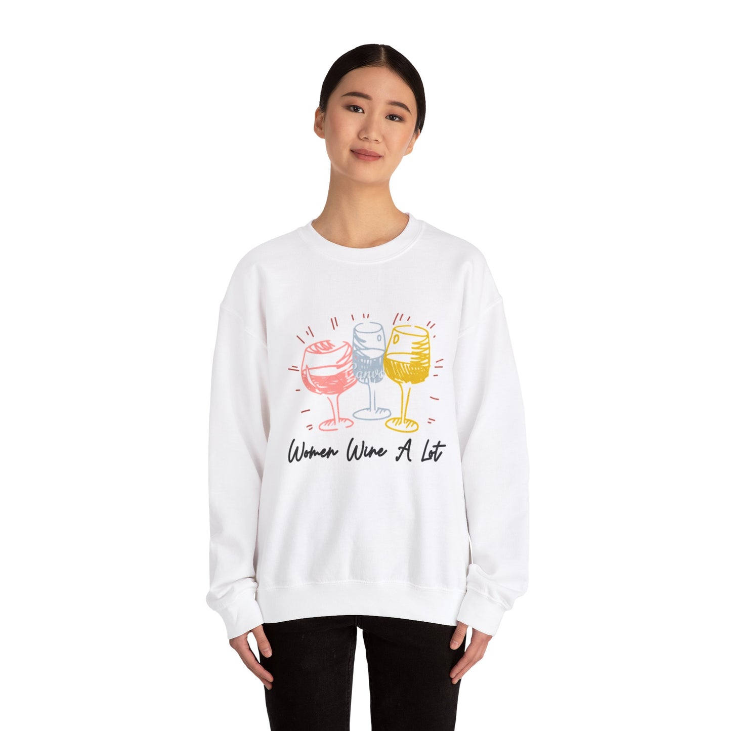 Women Wine A Lot Spring Edition Crewneck Sweatshirt, Long Sleeve, Wine Lover, Gifts for Women, Winery, Wine Tee