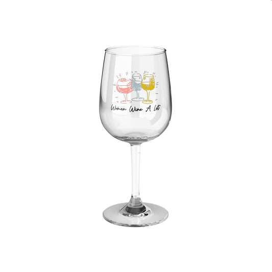 "Women Wine A Lot" Colorful Wine Glass, 12oz, Birthday, Christmas, Mother, Winery, Drinkware, Stemware, Wine Gifts