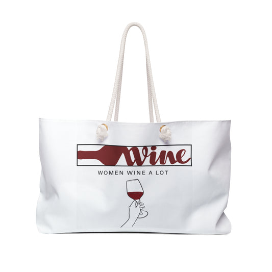 "Women Wine A Lot" Logo Weekender Bag, Overnight Bag, Wine Bag, Travel Bag, Travel Gifts, Travel Accessories, Wine Gifts