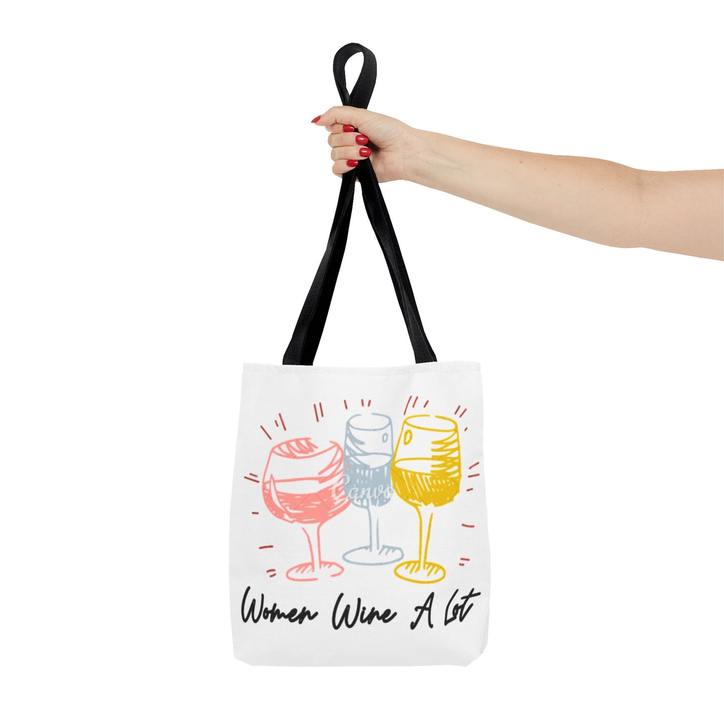 Colorful "Women Wine A Lot" Tote, Reusable Bag, Shoulder Bag, Printed Tote Bag, Graphic Tote, Wine Lover, Wine Accessories