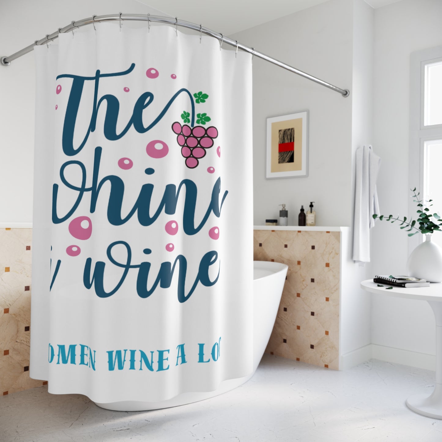 "Women Wine A Lot" Whine Shower Curtain, Bathroom Decor, Wine Home Decor, Wine Lover Bathroom, Wine gifts, Wine enthusiast