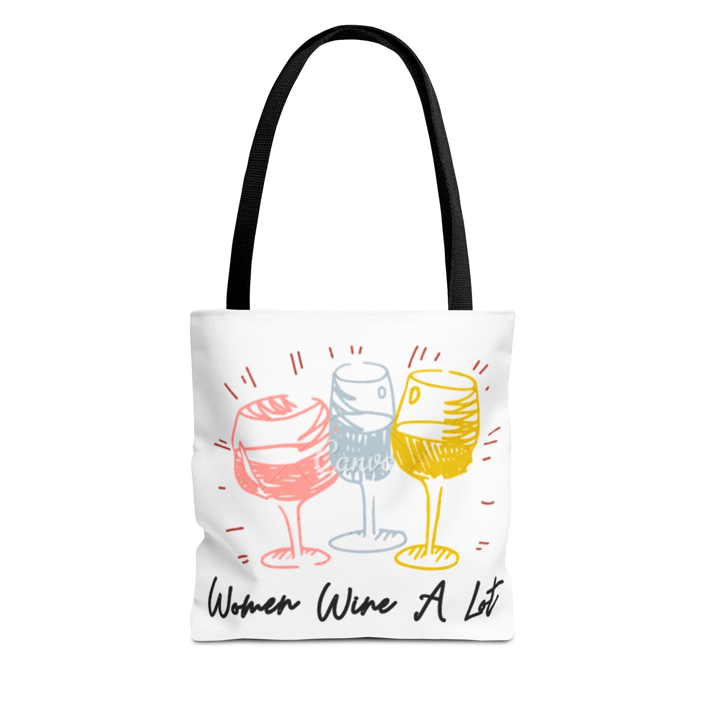 Colorful "Women Wine A Lot" Tote, Reusable Bag, Shoulder Bag, Printed Tote Bag, Graphic Tote, Wine Lover, Wine Accessories