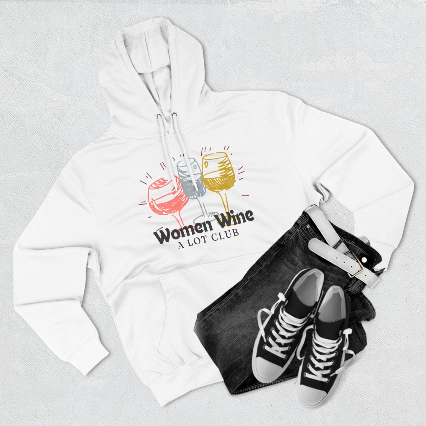 Women Wine A Lot Club Three-Panel Fleece Hoodie, Winery, Vineyard, Wine Gift, Birthday, Mother's Day