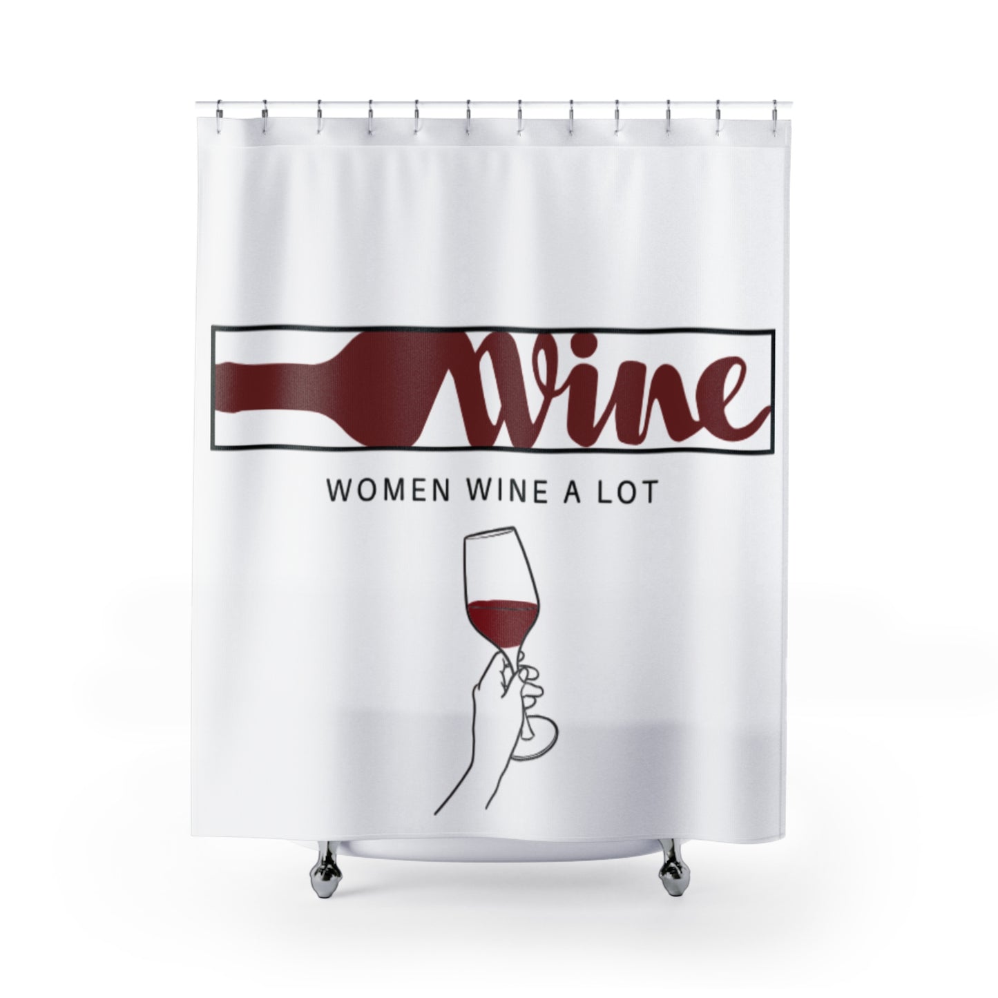 "Women Wine A Lot" Logo Shower Curtain, Bathroom Decor, Wine Home Decor, Wine Lover Bathroom, Wine gifts, Wine enthusiast