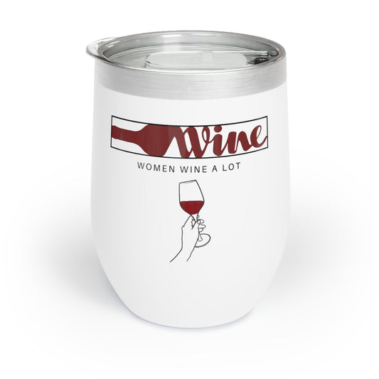 Women Wine A Lot Logo Wine Tumbler, 12oz, Stainless steel, Bridal Shower, Wine lover, Wine Gifts, Travel Mug, Drinkware