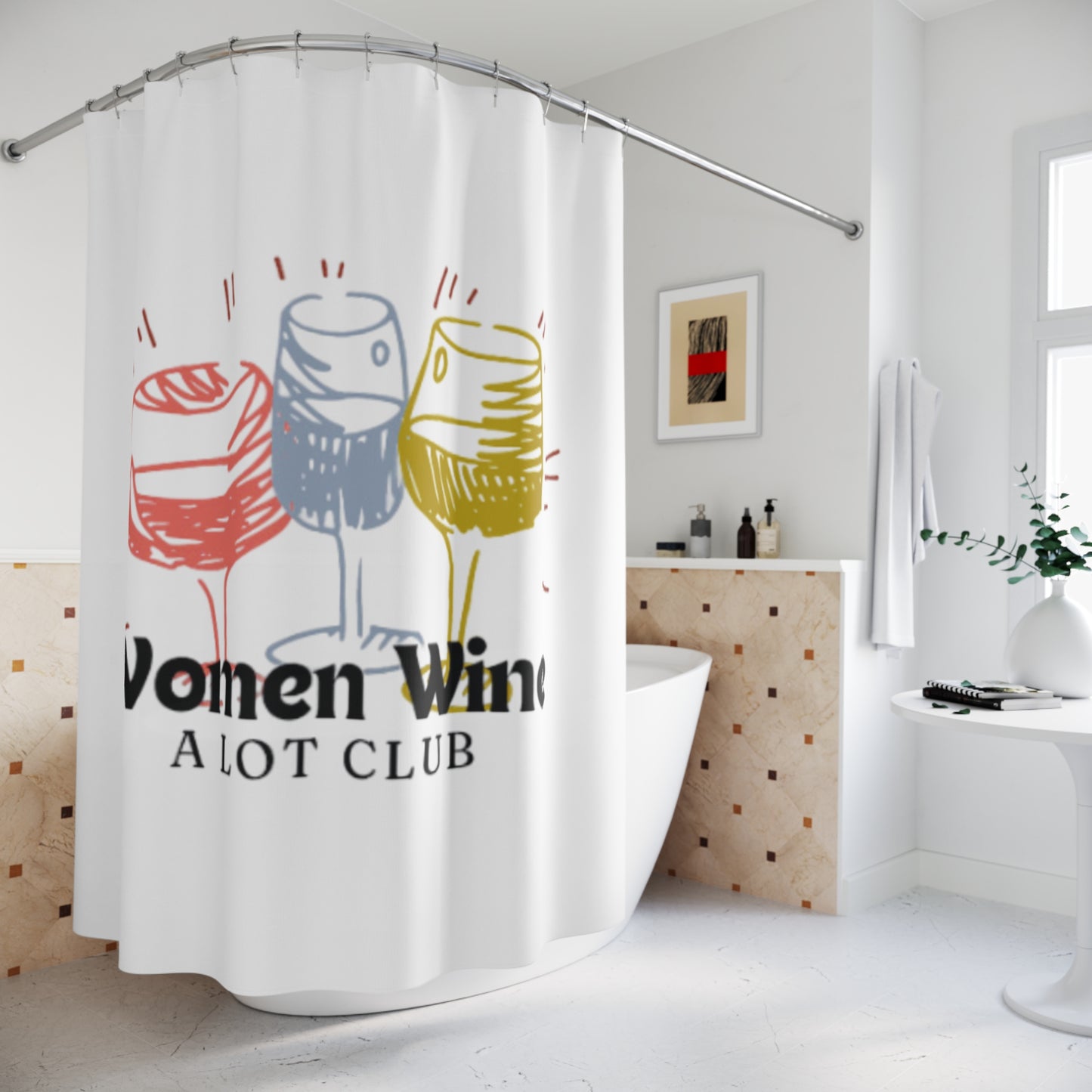 Women Wine A Lot Club Shower Curtain, Bathroom Decor, Wine Home Decor, Wine Lover Bathroom, Wine gifts, Wine enthusiast