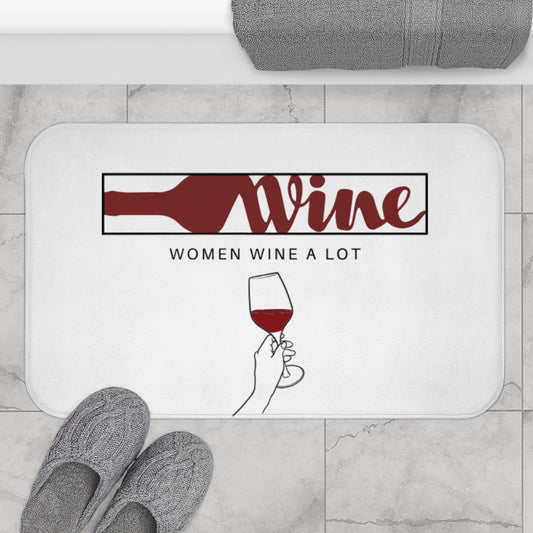 "Women Wine A Lot" Logo Bathmat, Bath Rug, Shower mat, Floor Mat, Bathroom Decor, Bathroom rugs, Wine Home Decor