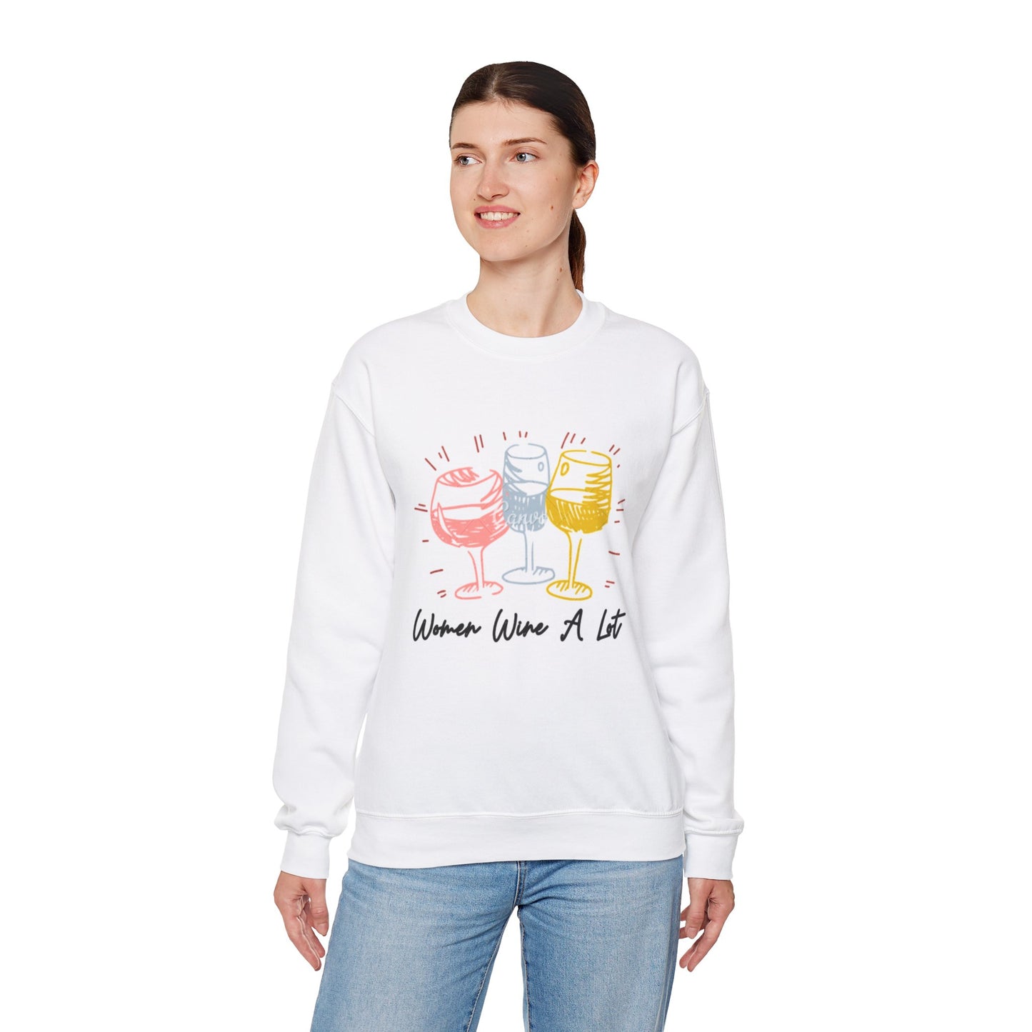 Women Wine A Lot Spring Edition Crewneck Sweatshirt, Long Sleeve, Wine Lover, Gifts for Women, Winery, Wine Tee